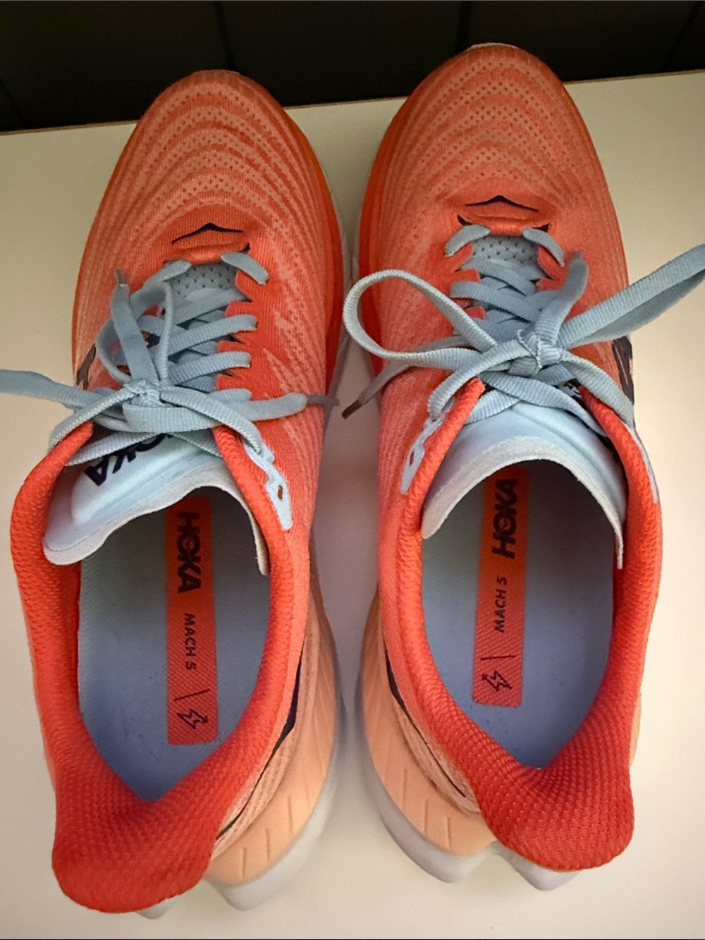 Hoka Coral Orange and Light Blue Women's Running Sneakers 8.5 - Picture 5 of 9